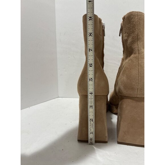 Dolce Vita Ulyses Square beige suede Toe Platform Heels Boots mid- 8.5 - Picture 4 of 6